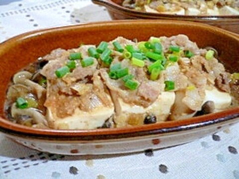 レンジで簡単♪豆腐のネギ豚蒸し